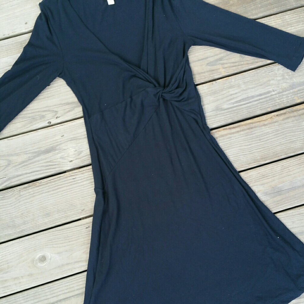 Free People black knit dress crossover v-neck